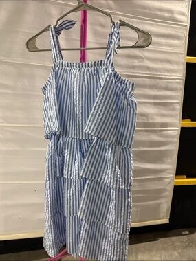 Crewcuts Blue and White Striped Tiered Sundress